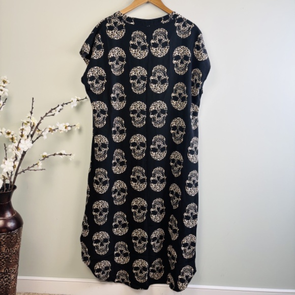 Emery Rose Split Neck Leopard Skull Print Dress Size XL - Picture 5 of 5
